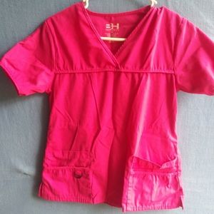 Beverly Hills Women's Size XS Pink Scrub Top